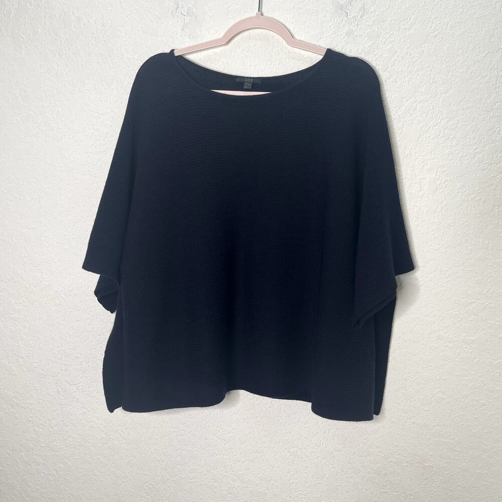 COS Women's M Navy Blue Oversized Boxy Knit Sweater Batwing Dolman Sleeve